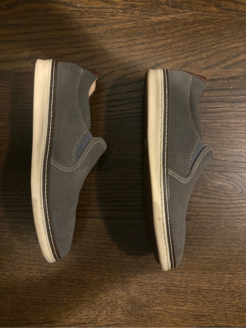 Johnston & Murphy Gray Perforated Slip-On Loafers